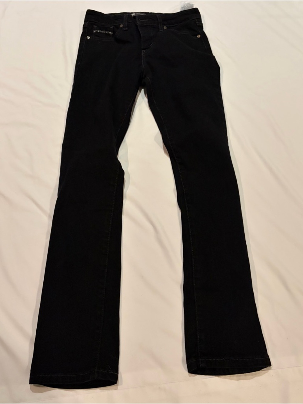 Levis Black Mid Rise Skinny Jeans Silver Stitching 5 Pocket Size 28x32